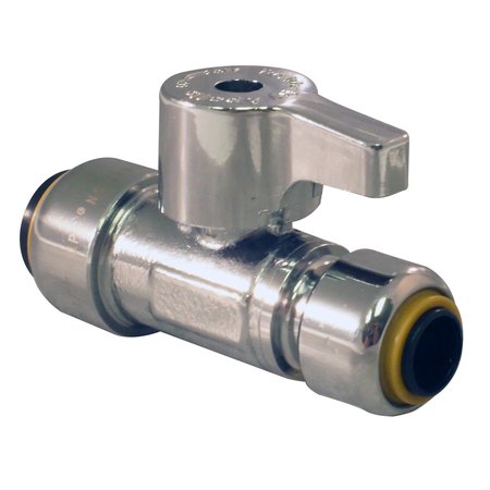 Tectite By Apollo 1/2 in. Chromed Brass Push-To-Connect x 1/4 in. Push-To-Connect Quarter-Turn Straight Stop Valve FSBVS1214